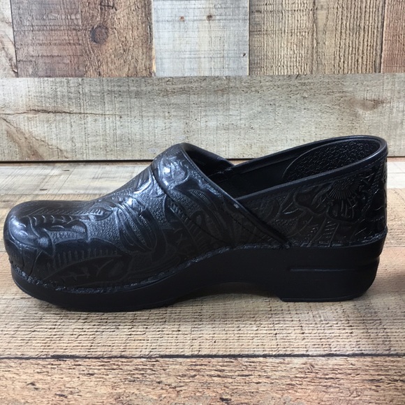Dansko Shoes Dansko Black Tooled Embossed Comfort Clog